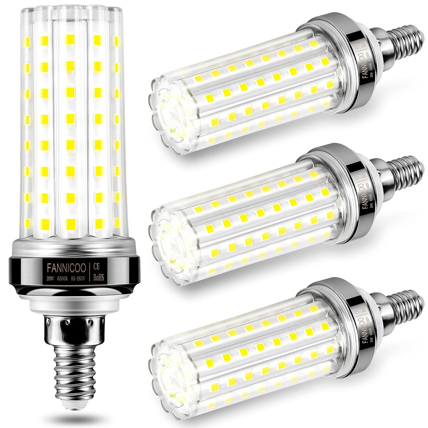 LED Corn Light Bulb 150W Equivalent 2000 Lumen 6500K Cool Daylight White 20W E26/E27 Base Non-dimmable Ceiling Fan Corn Lighting for Home Garage Warehouse Indoor LED Corn Bulbs Pack of 4