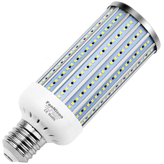 LED Corn Light Bulb 500W Equivalent 60W 6000Lumen 6500k E39 Base LED Light Bulb Large Area Cool Daylight White Corn Lamp for Indoor Outdoor Garage Warehouse Factory Workshop Backyard Barn